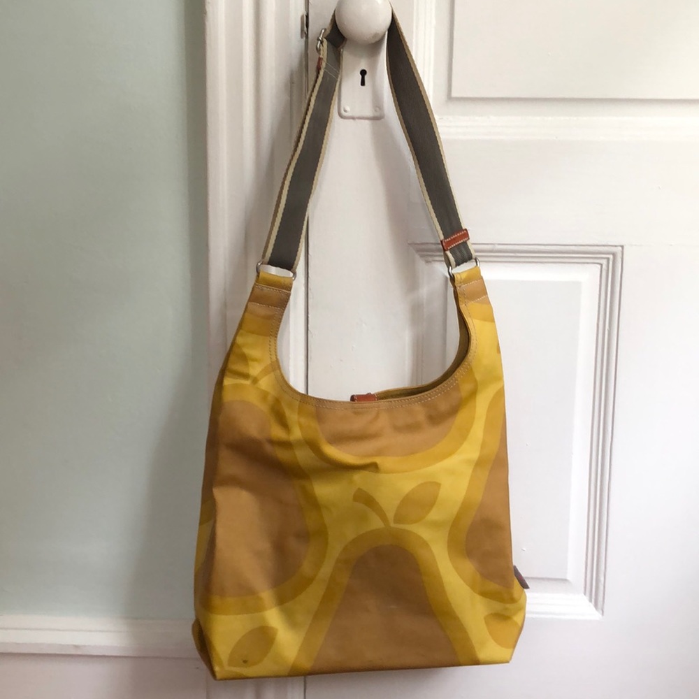 Orla Kiely cross body bag, mustard color